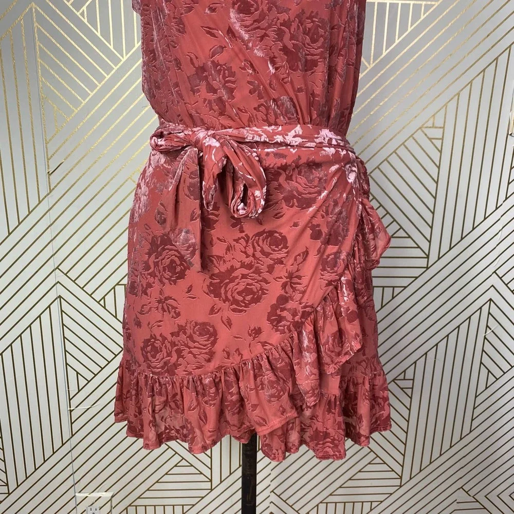 Free People Olivia Velvet Burnout Slip Dress Rose - Picture 4 of 12